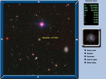The Navigate tool centered on a galaxy