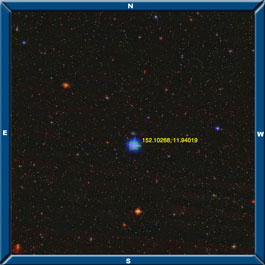 A wide view of a small blue star in Leo